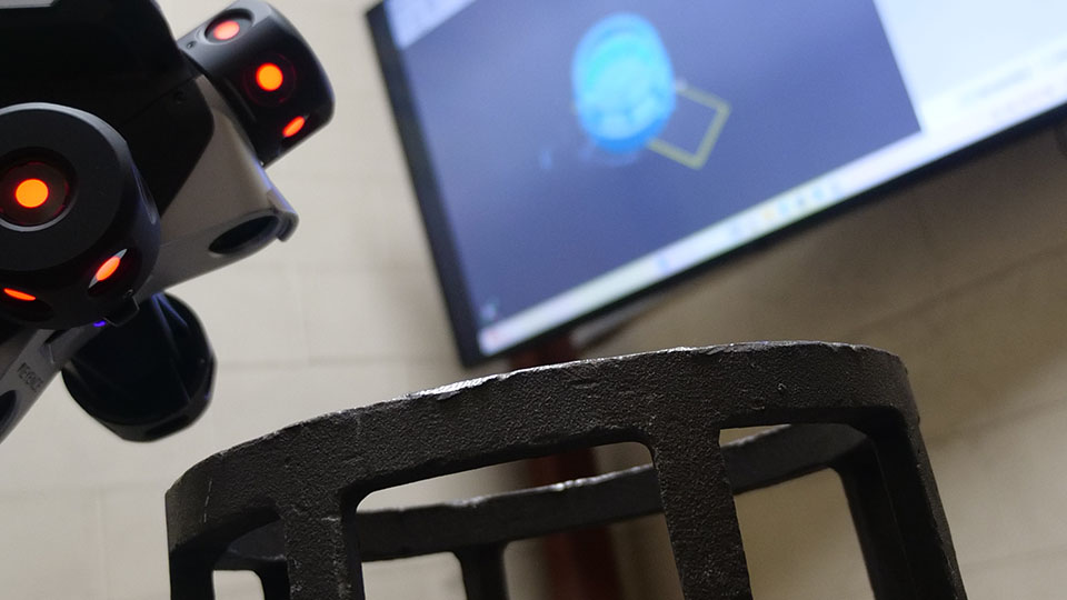 Keyence laser scanner scanning shell molded cast part