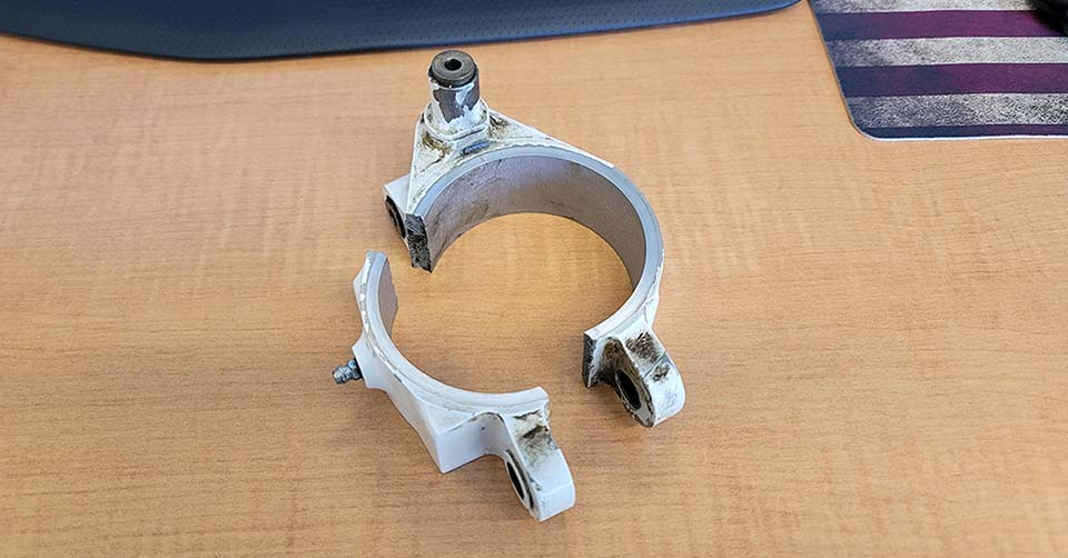 The original part once the crack became a complete fracture